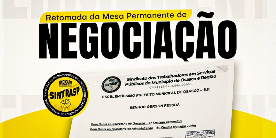 Sintrasp solicita ao prefeito Gerson Pessoa a retomada imediata da Mesa Permanente de Negociação