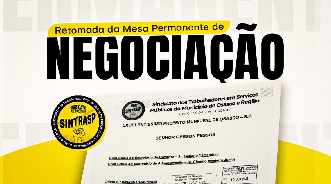 Sintrasp solicita ao prefeito Gerson Pessoa a retomada imediata da Mesa Permanente de Negociação