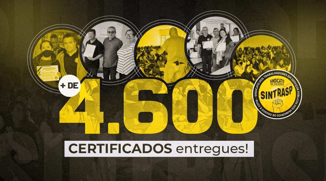 Capacitações do Sintrasp são um sucesso. Mais de 4.600 certificados já foram entregues