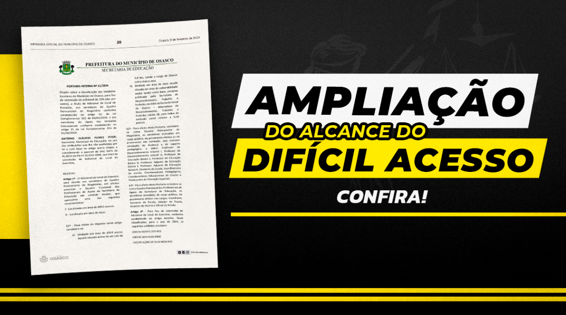 Educação emite Portaria com a ampliação de unidades que terão direito ao Difícil Acesso