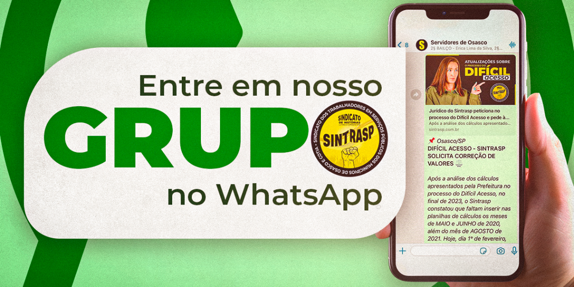 Faça parte do grupo oficial do Sintrasp no WhatsApp. É rápido e prático!