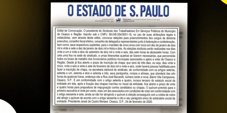 Sintrasp abre inscrições para chapas e convoca os Servidores para as eleições. A participação coletiva é fundamental!
