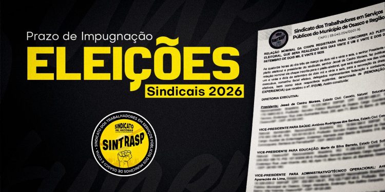 Publicada a relação nominal da única chapa inscrita para as eleições sindicais. Prazo de impugnação é de 24 horas
