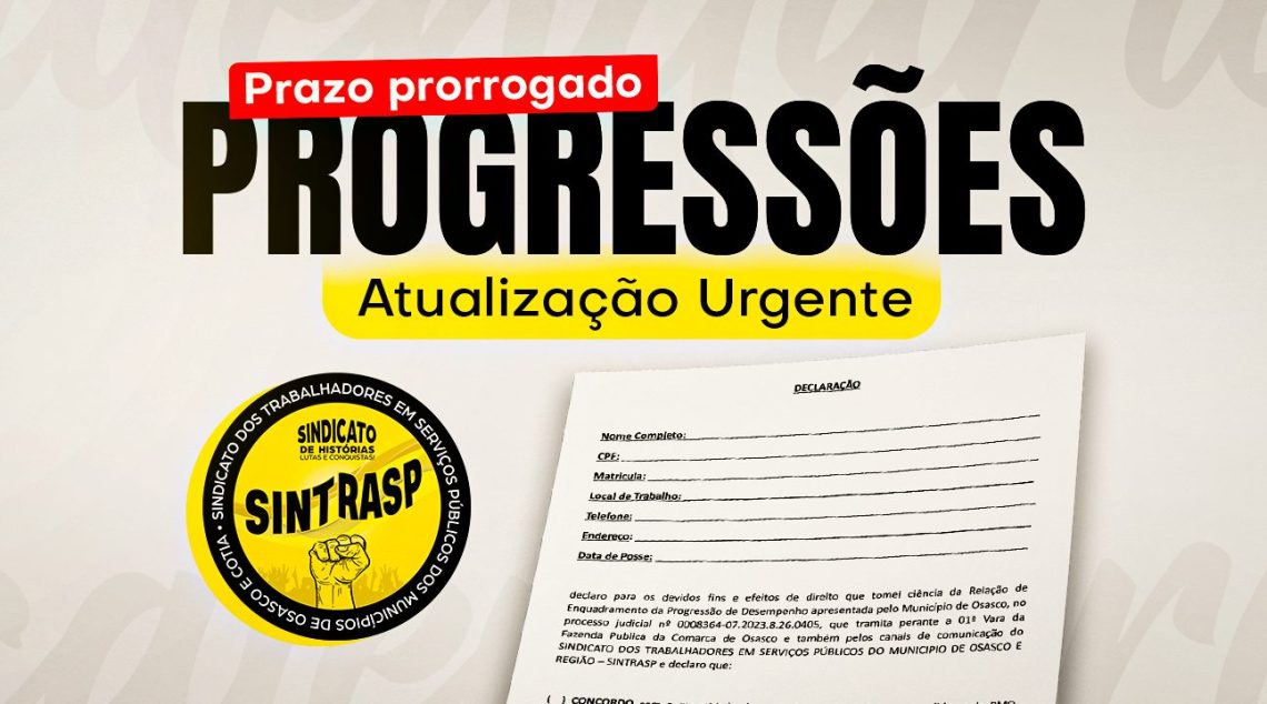 PROFESSORES: todos devem imprimir, preencher e assinar o termo conferência das Progressões (Lei nº 168)