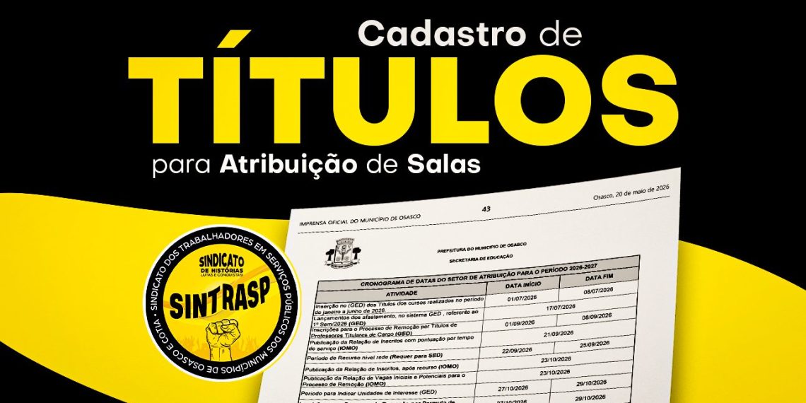 Cadastro de Títulos para Atribuição de Salas começa nesta quarta, 1º de julho, e vai até o dia 8